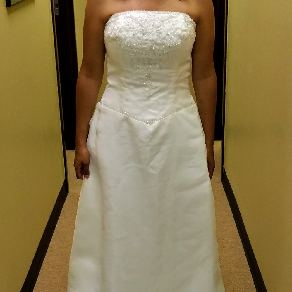 Ivory Satin beaded gown - size 12